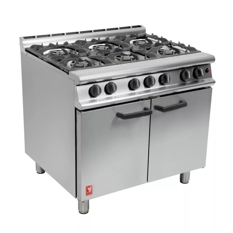 Falcon 6 Burner Dominator Plus Oven Range G3101 Natural Gas with Feet - islandcatering