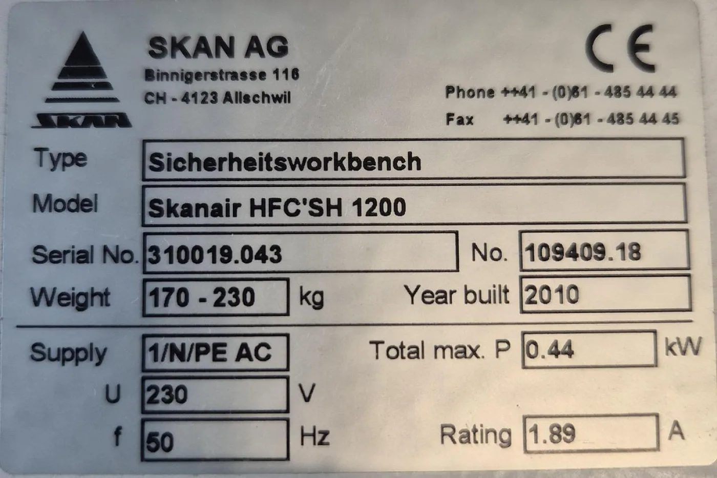 SKAN Skanair Sicherheitswerkbank HFC-SH 1200 - 8