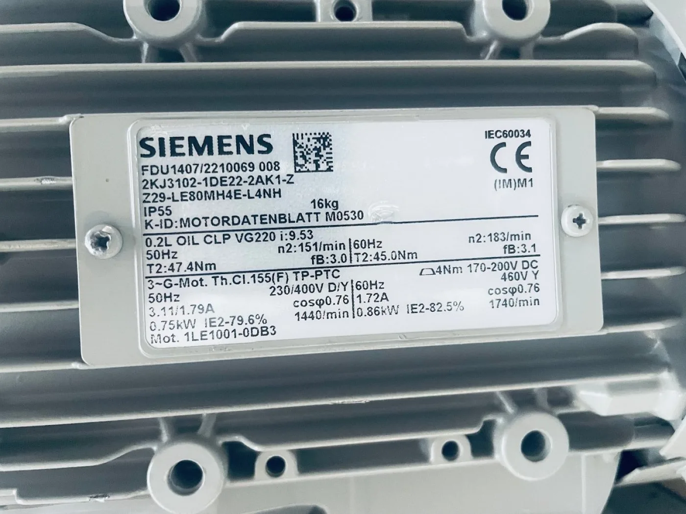 Siemens Getriebemotor Z29-LE80MH4E-L4NH FDU1407/2210069008 - 3