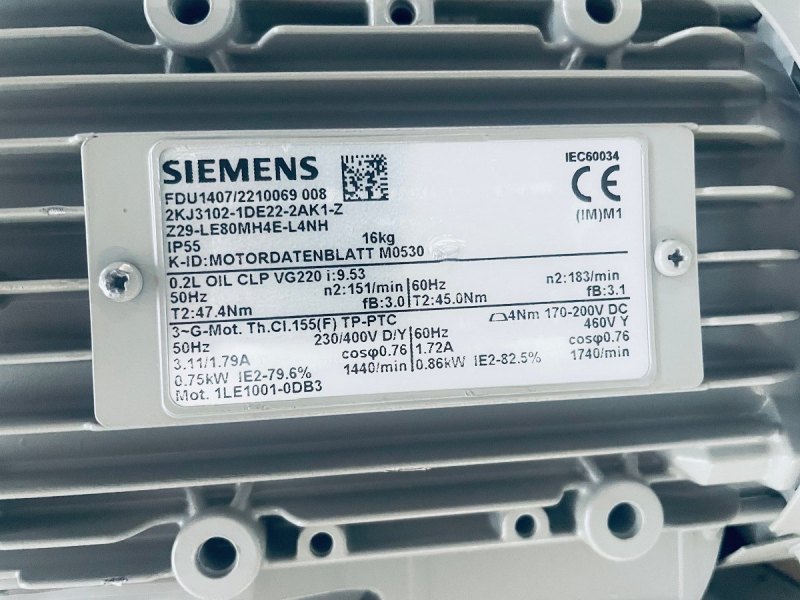 Siemens Getriebemotor Z29-LE80MH4E-L4NH FDU1407/2210069008