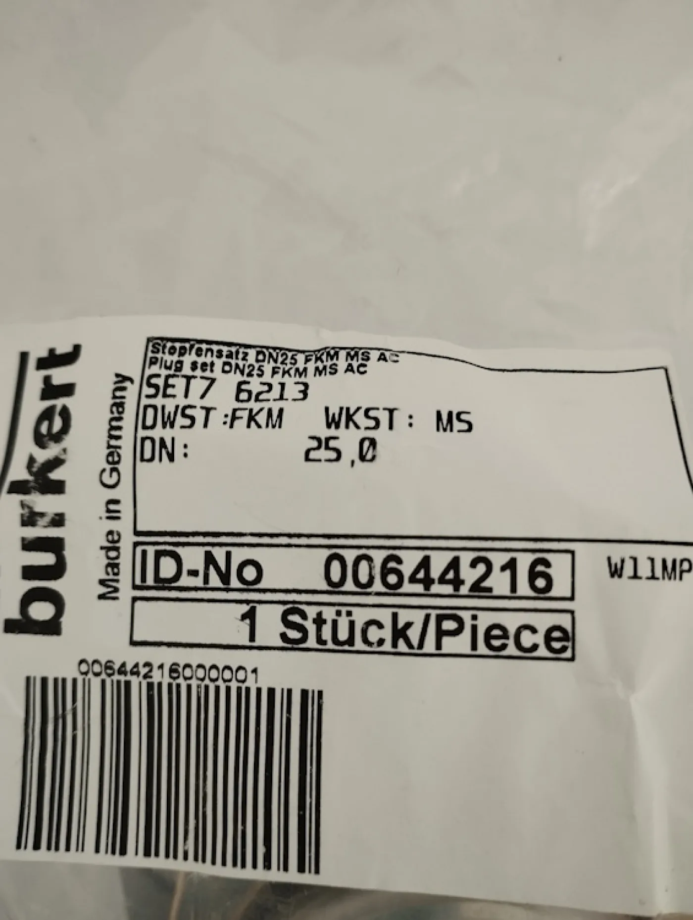 Bürkert Set 7 Stopfensatz DN 25 für Magnetventil 6213 Nr. 00644216 - 2