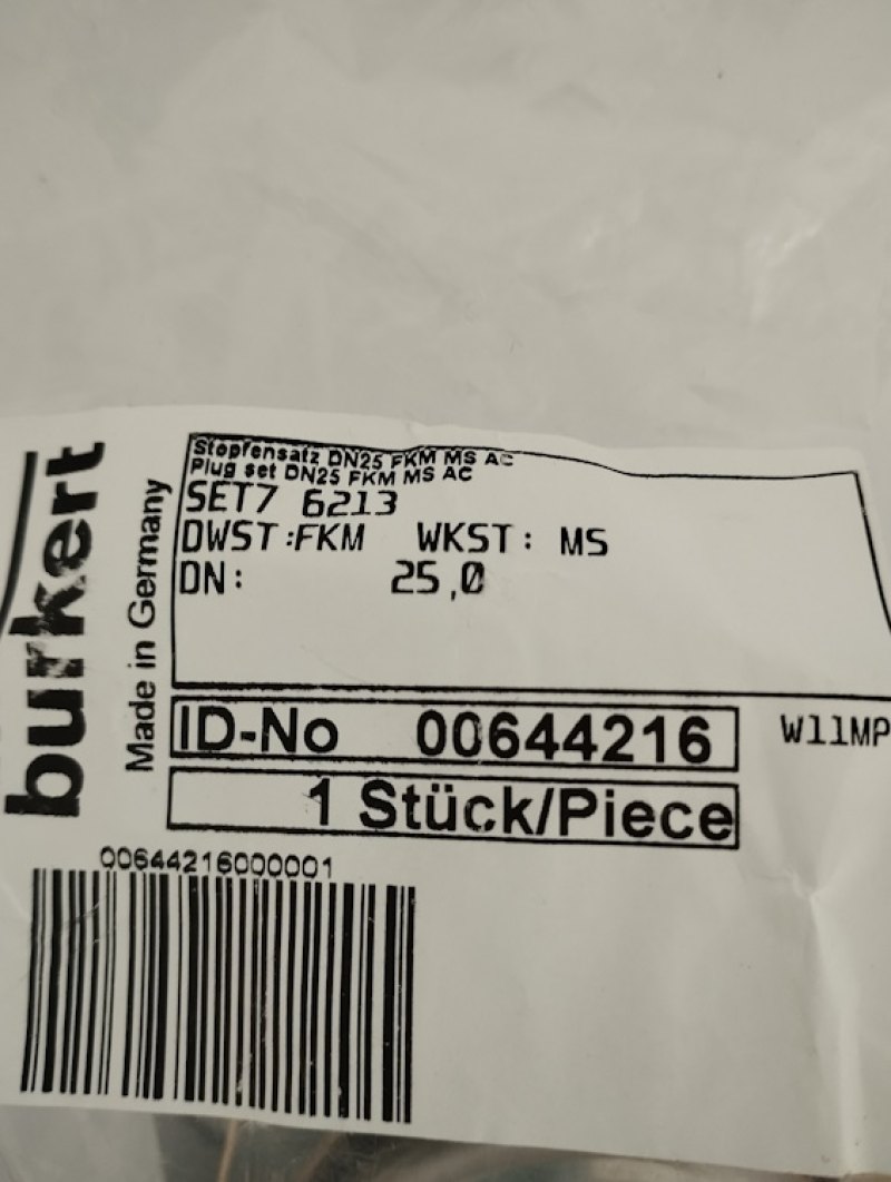 Bürkert Set 7 Stopfensatz DN 25 für Magnetventil 6213 Nr. 00644216