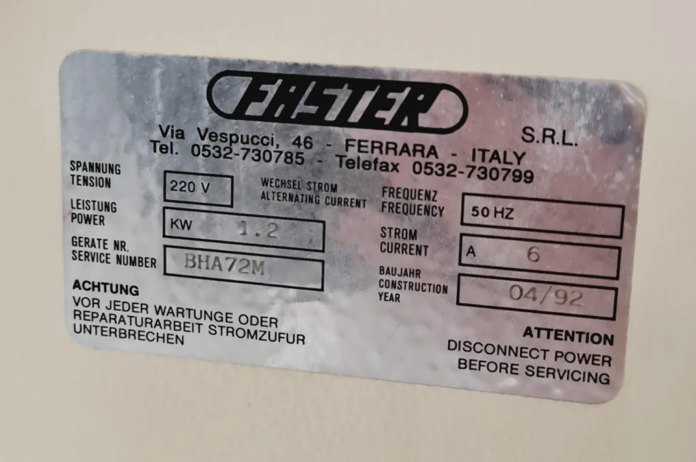 CAPPA A FLUSSO LAMINARE VERTICALE – FASTER – MOD. BHA72M - 7
