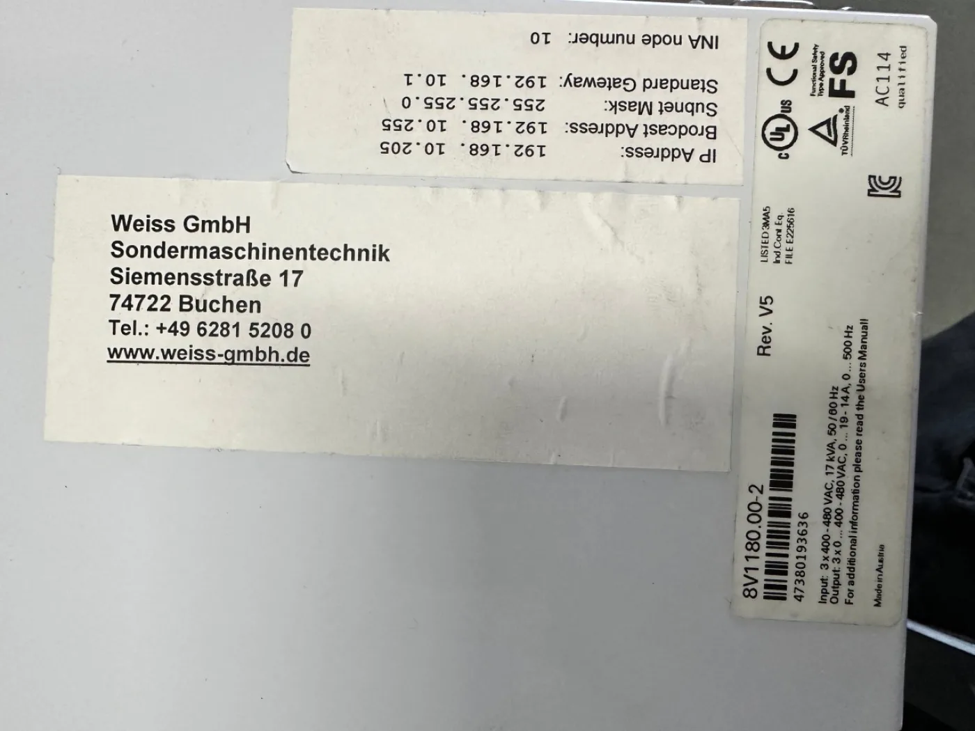 WEISS GmbH CR0700CA Schwerlasttisch mit Servoverstärker B&R 8V1180.00-2 - 3