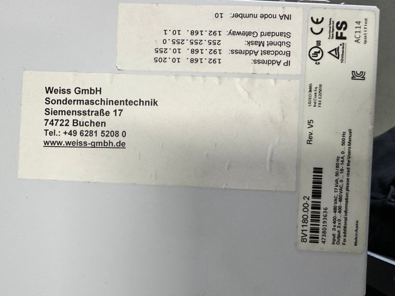 WEISS GmbH CR0700CA Schwerlasttisch mit Servoverstärker B&R 8V1180.00-2