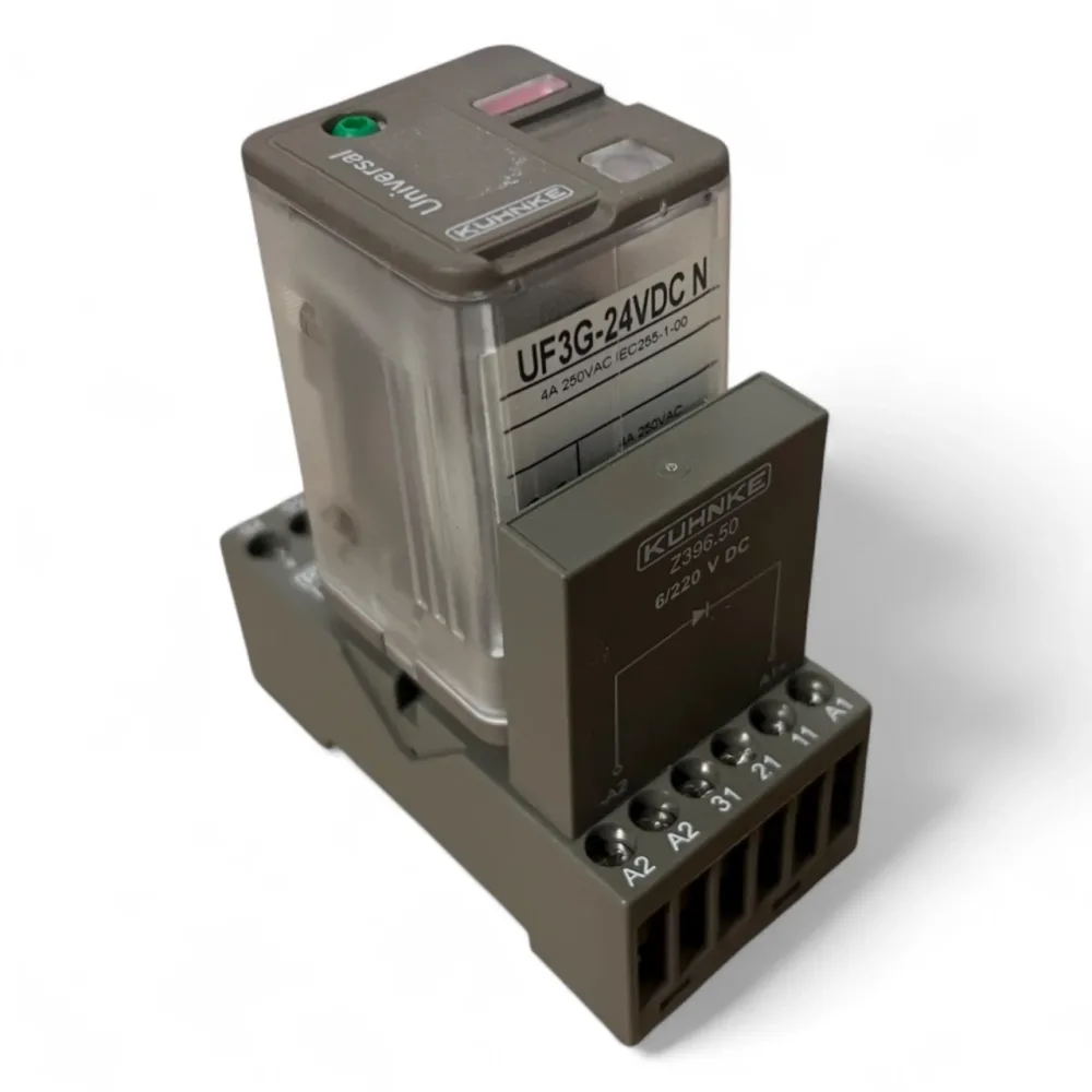 Kuhnke Relaismodul UF3G-24VDC N mit Sockel Z396 und Suppressormodul Z396.50 Art.-Nr. UF3G24VDCN-Z396-Z39650
