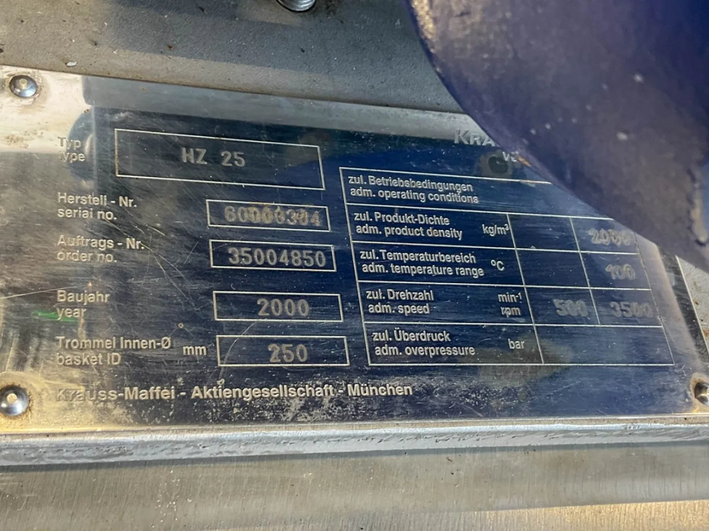 Krauss Maffei HZ25 - Peeling centrifuge - 2