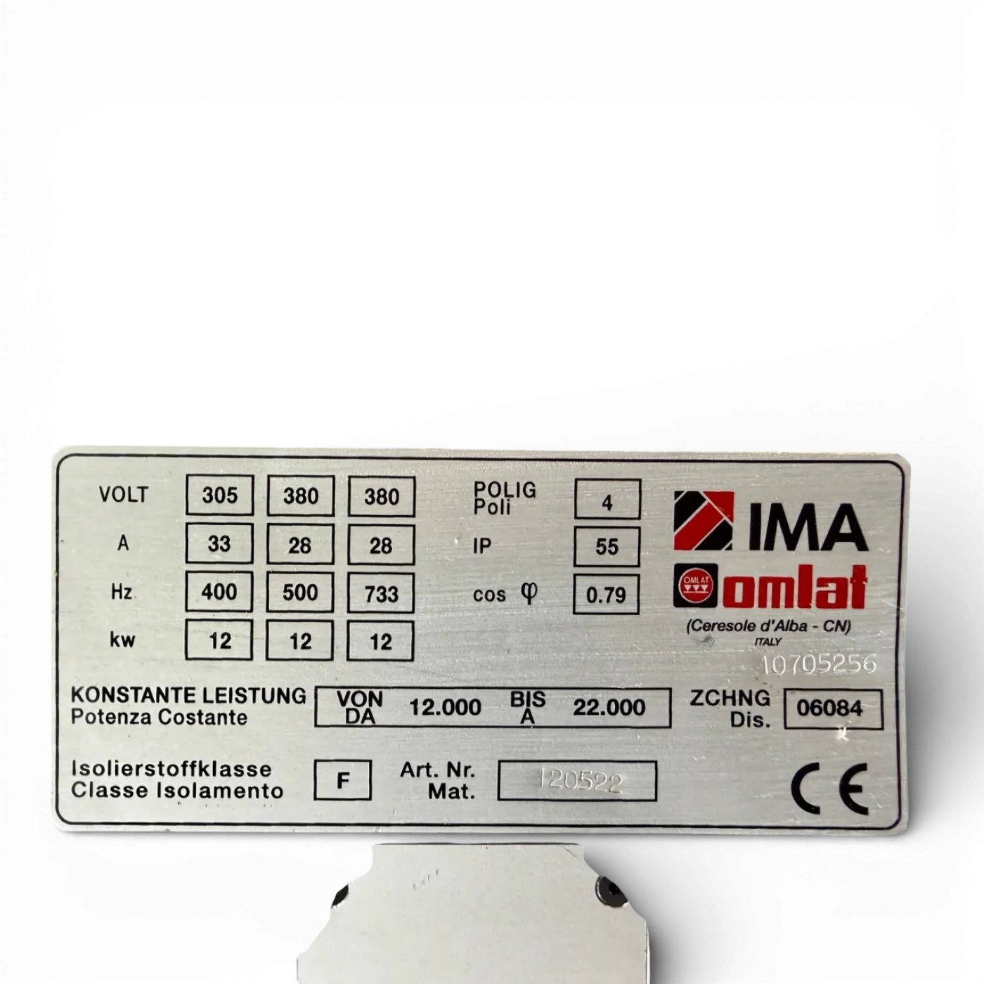 OMLAT Hauptspindel Motorspindel Motor Hauptmotor Typ mW 13,5 10 4 12 kW Art Nr 120522 IMA CNC (spindle motor, main spindle) - 3