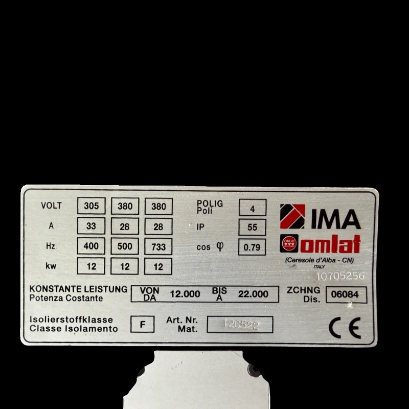 OMLAT Hauptspindel Motorspindel Motor Hauptmotor Typ mW 13,5 10 4 12 kW Art Nr 120522 IMA CNC (spindle motor, main spindle)