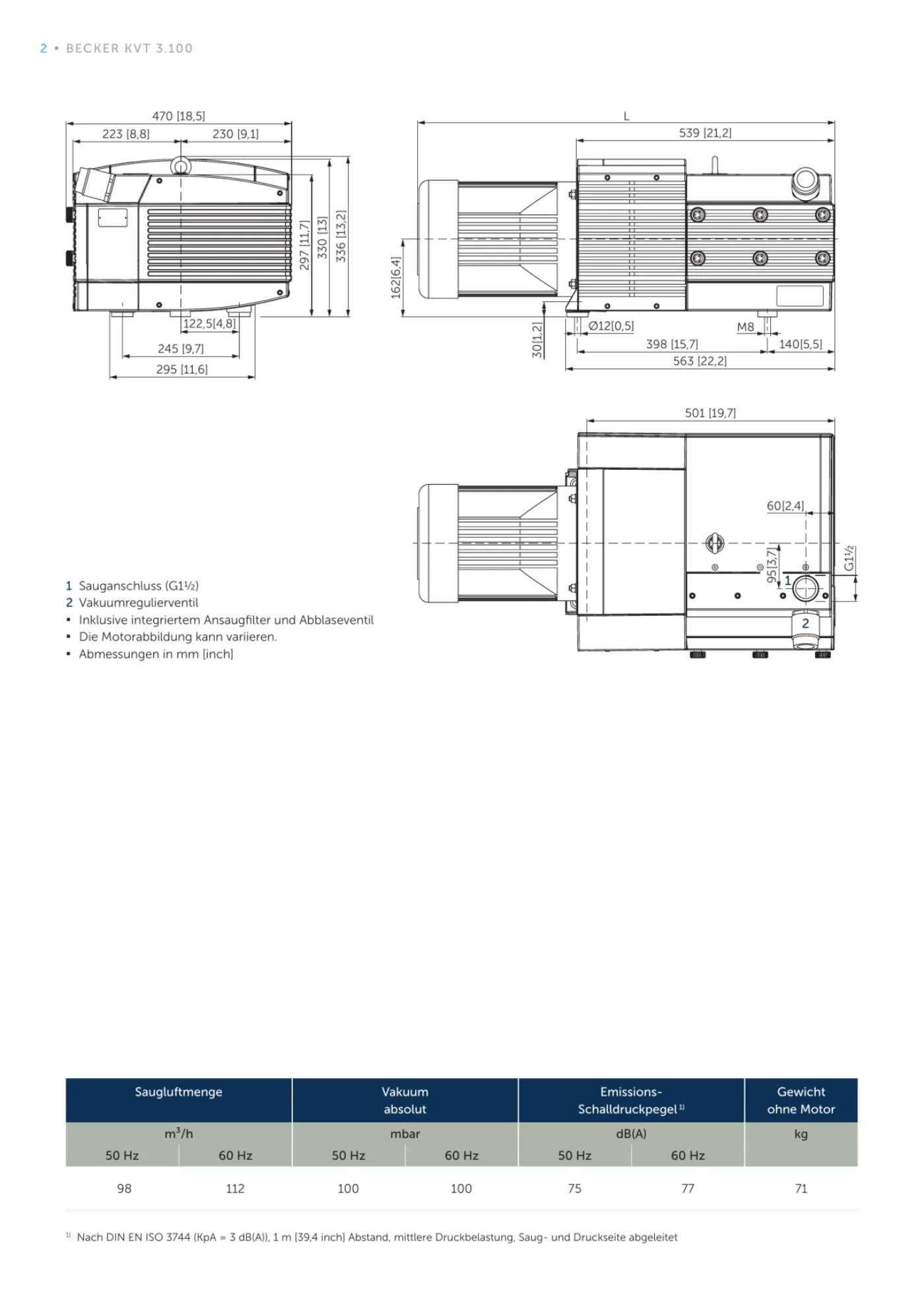 Becker VACS 0030.0030 VC+ – Compact-Vakuumanlage mit 3 Pumpen KVT 3.140/0-400 - 6