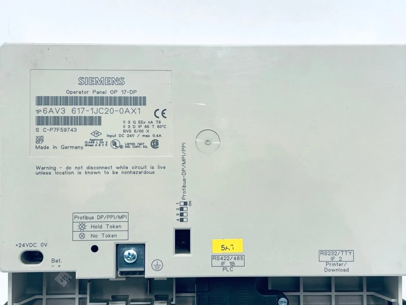 Siemens SIMATIC OP 17-DP 6AV3617-1JC20-0AX1 C-P7F59743 - 3