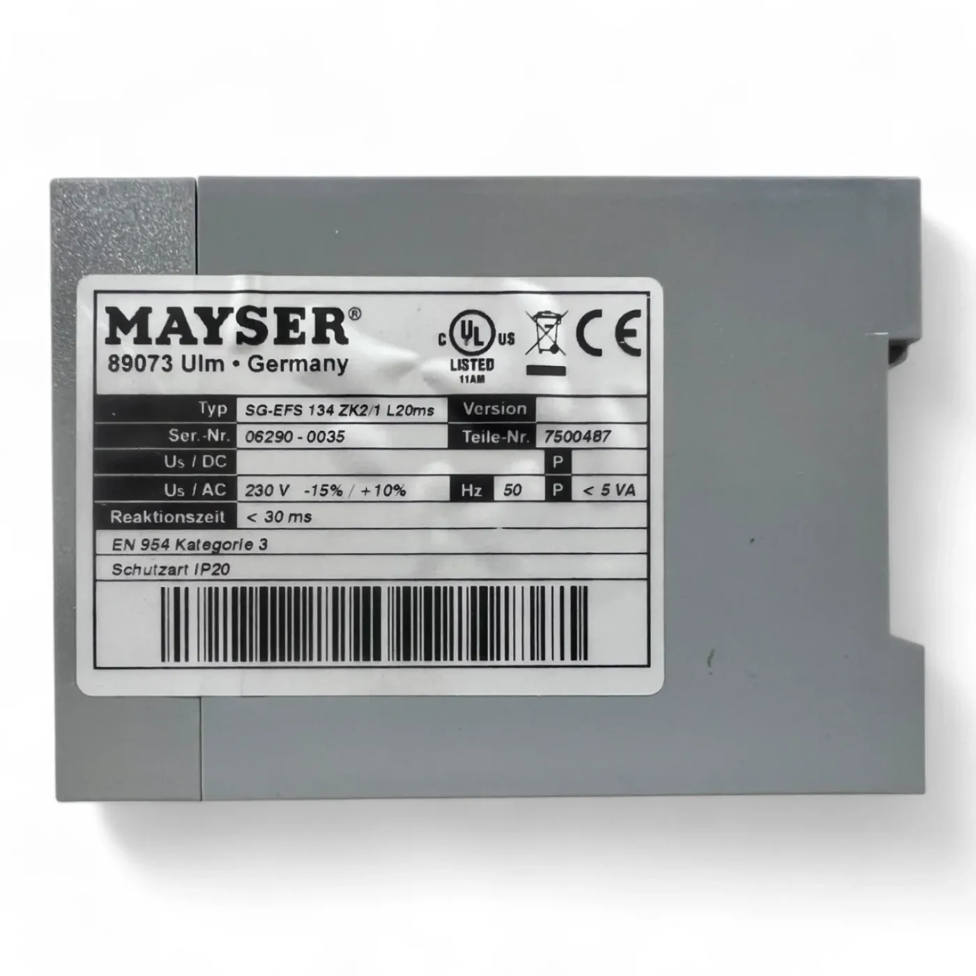 Mayser SG-EFS 134 ZK2/1 Sicherheitsrelais - Sicherheitsschaltgerät Art.-Nr. 7500487 - 4