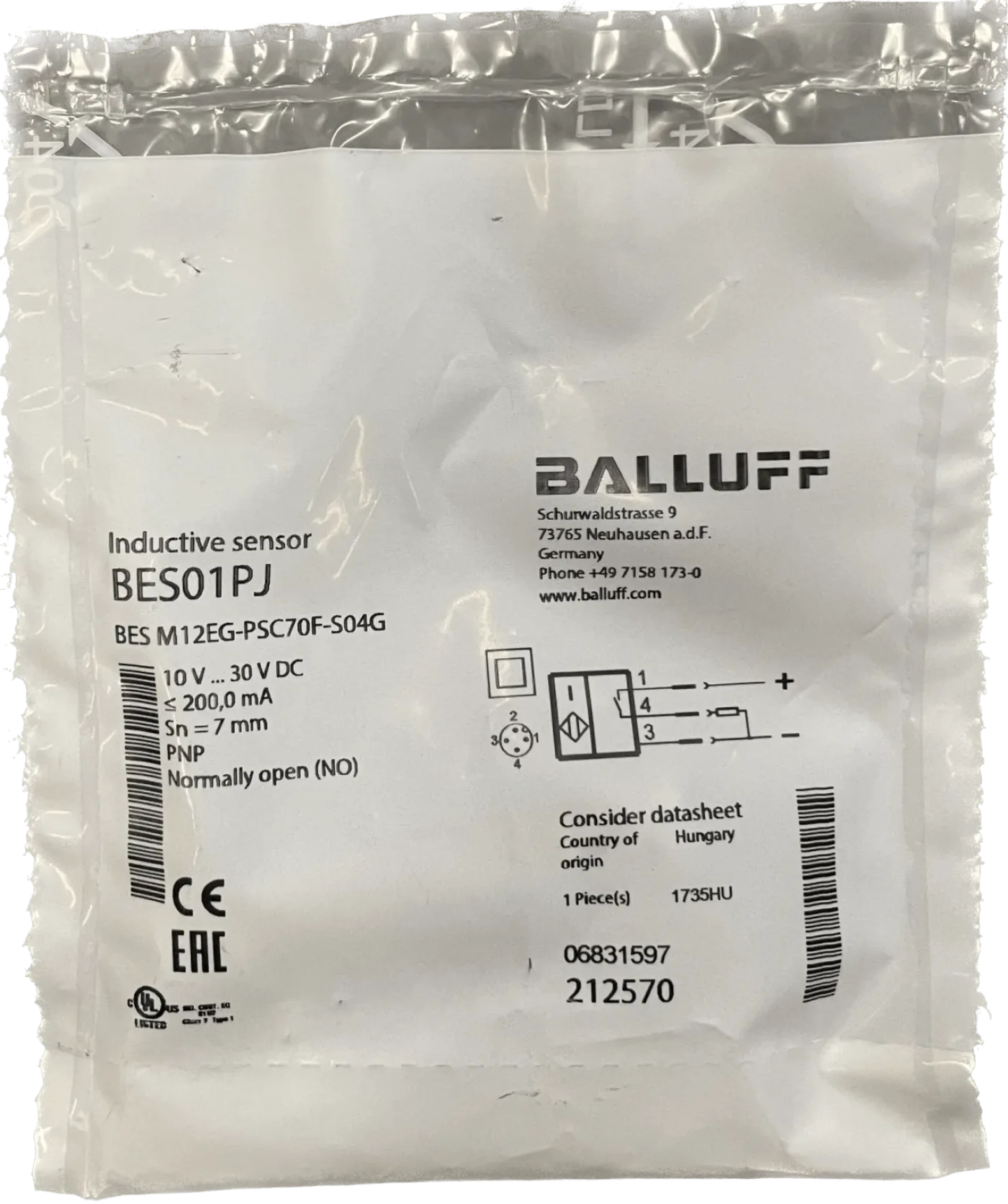 BALLUFF Induktive Standardsensoren mit Vorzugstypen BES M12EG-PSC70F-S04G - 1