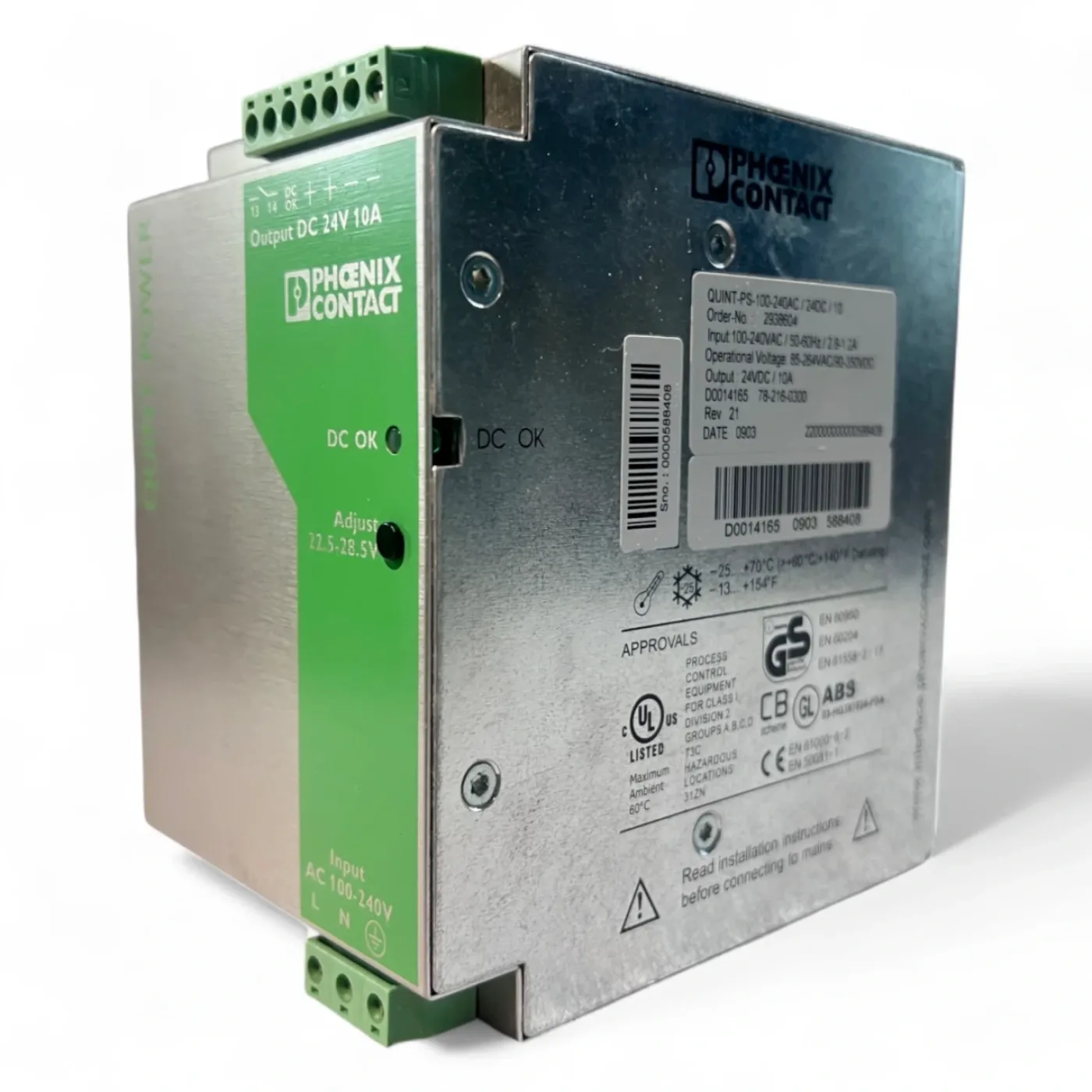 PHOENIX CONTACT QUINT-PS-100-240AC/24DC/10 Schaltnetzteil 24V 10A 240W – Art.Nr. 2938604 - 2