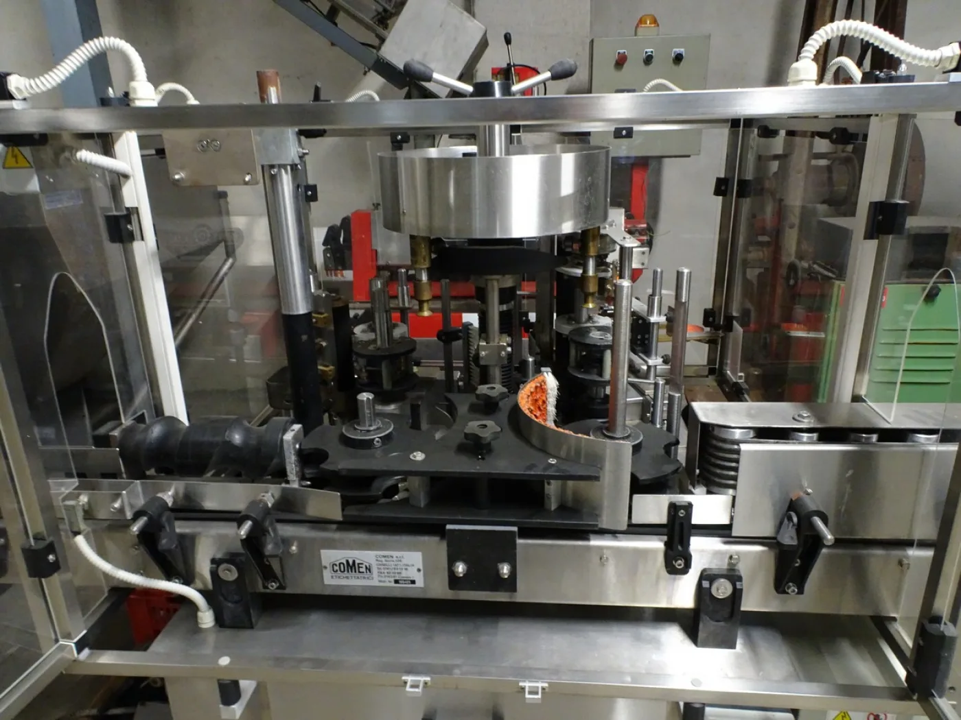 GLUE LABELLING MACHINE COMEN MODEL SR1 WITH 2 STATIONS AND LOCKING HEADS FOR APPLY LABEL BACK LABEL AND STICKER SECOND-HAND MACHINE - 4
