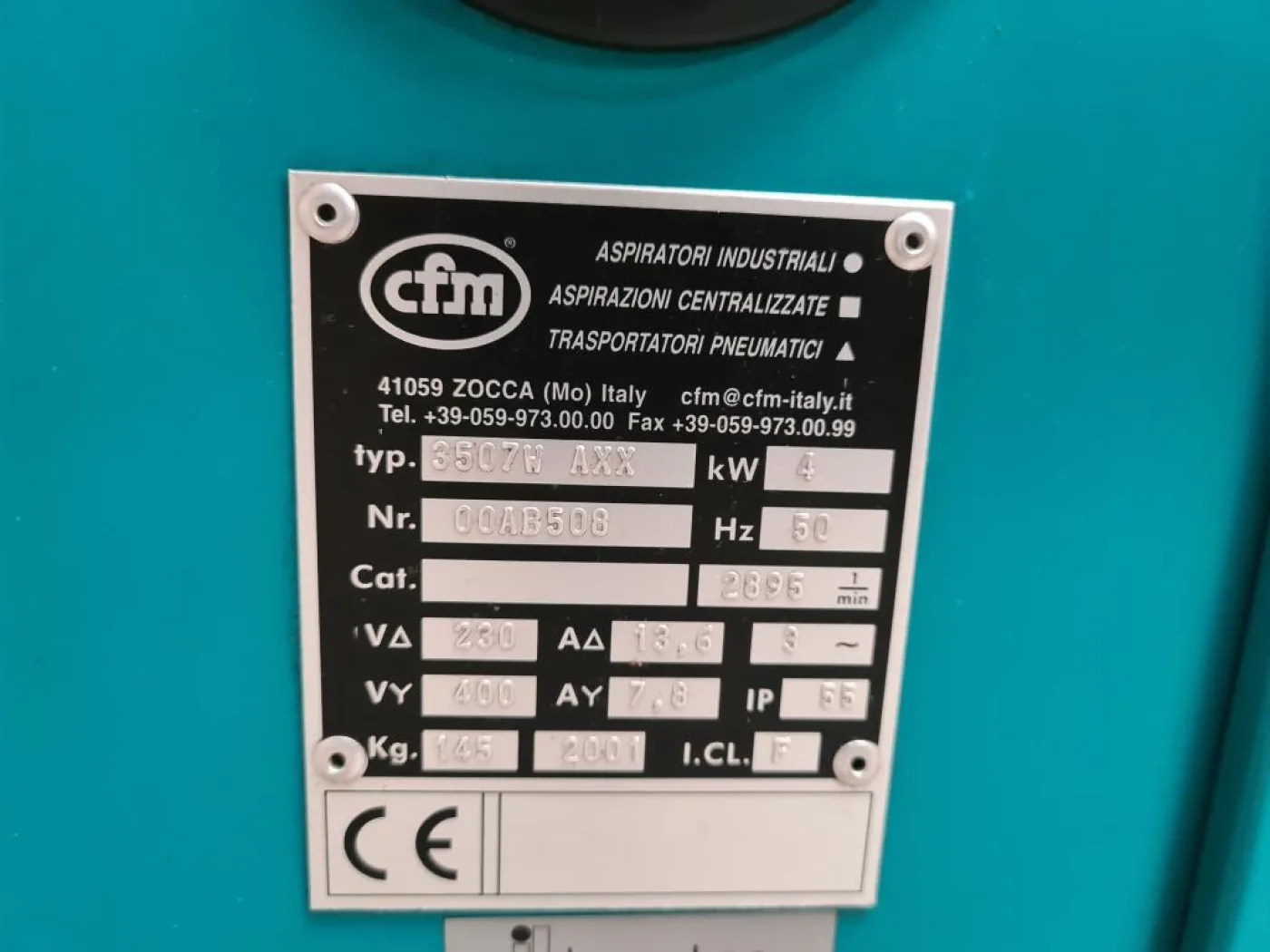 ASPIRATORE INDUSTRIALE SCARTI – CFM – MOD. 3507 W AXX - 3