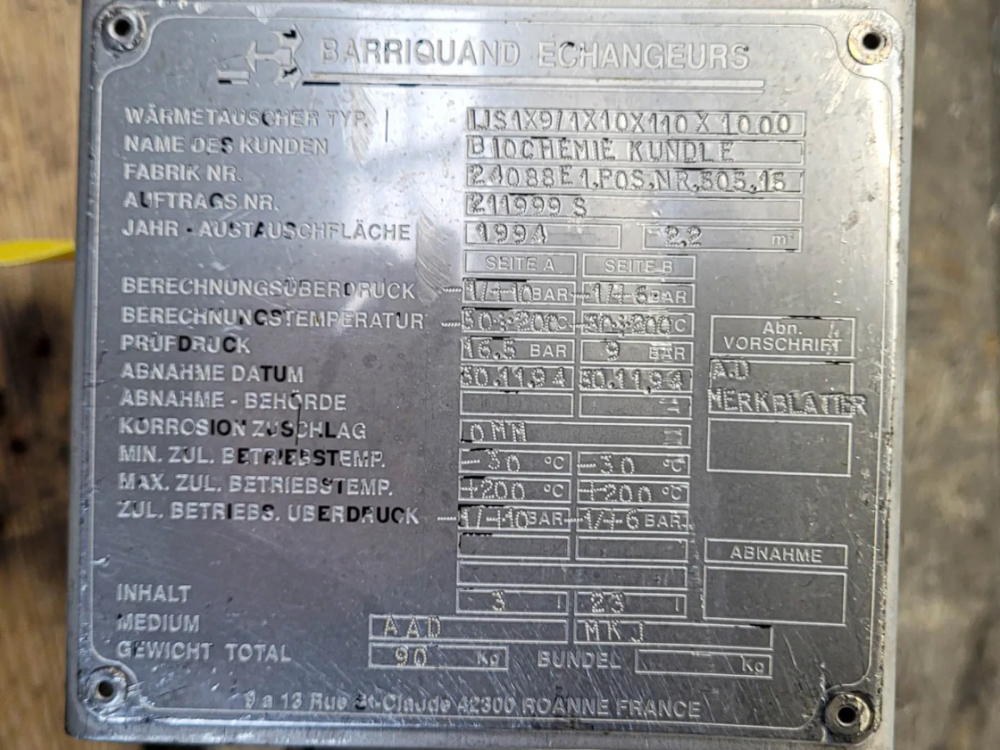 Barriquand Platular IJS 1x9/1x10x110x1000 2,2 m² - Plate heat exchanger - 4