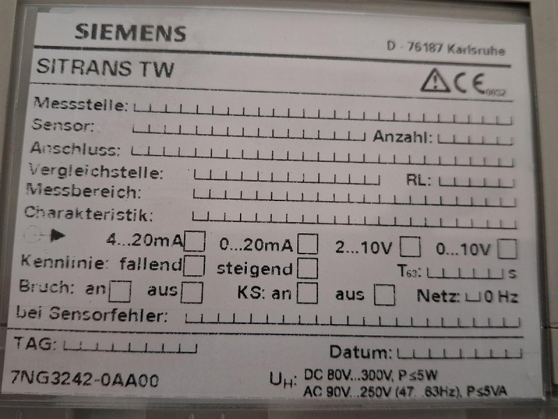 Siemens SITRANS TW 7NG3242-0AA00 Temperature Transmitter