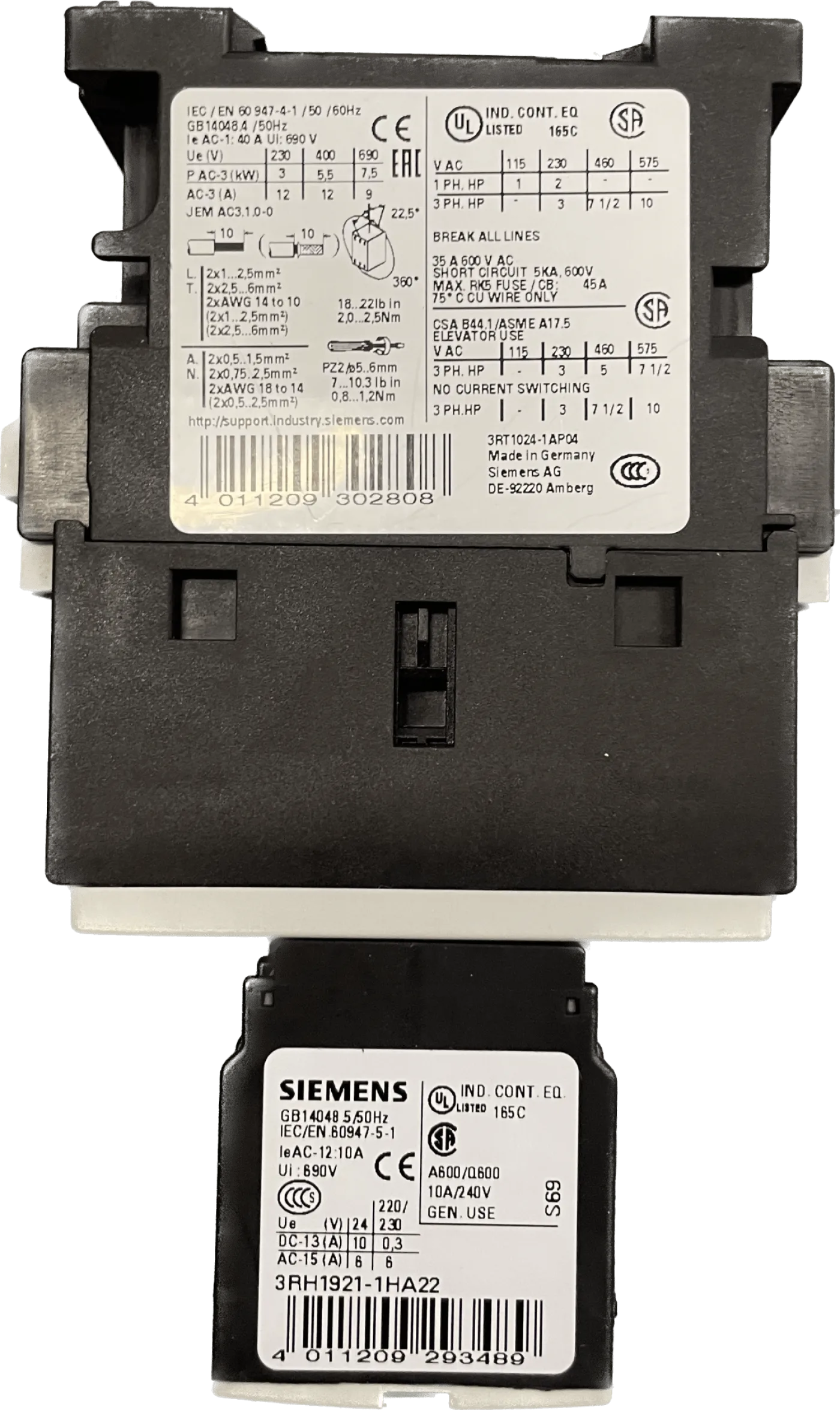 Siemens Leistungsschütz 3RT1024-1AP04 - 3