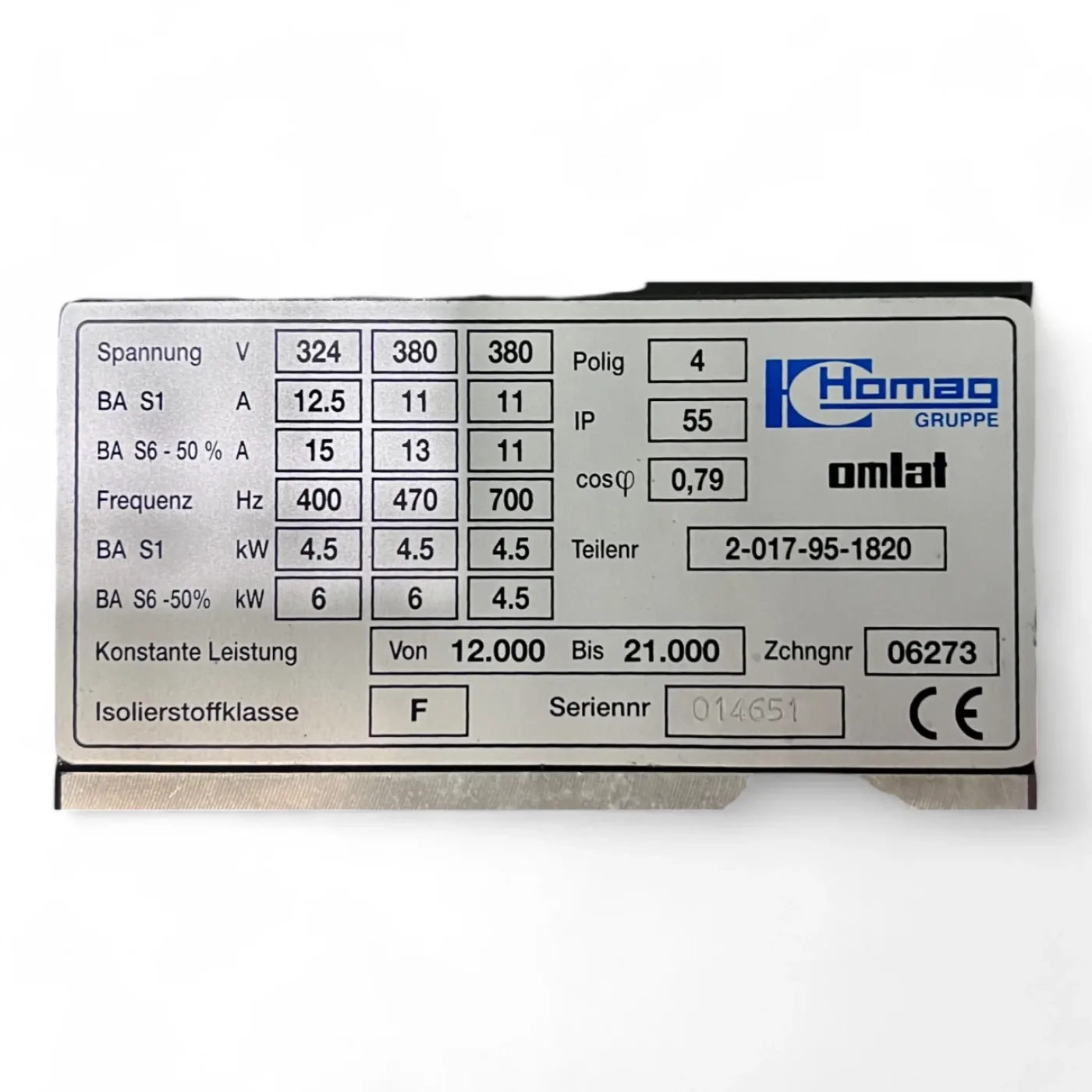 HOMAG Hochleistungs-Hauptspindel OMLAT 4,5/6 kW WEEKE 2-017-95-1820 - 5