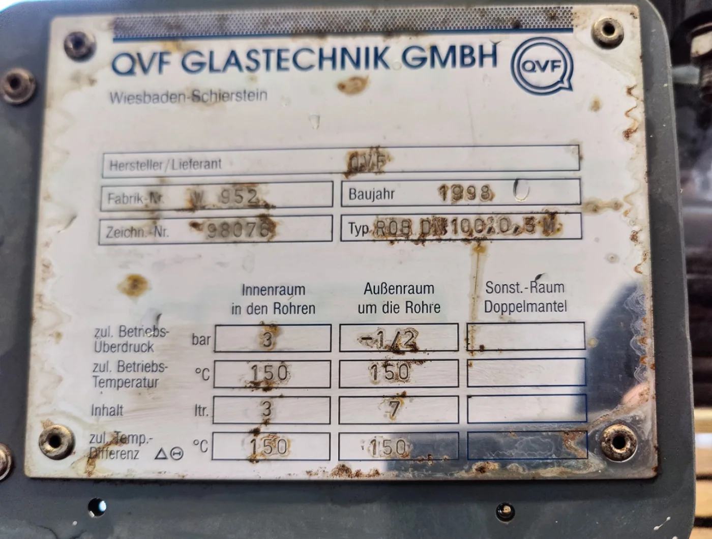 QVF Glasstechnik ROB DN 100, 0,5 m²/SIC - Shell and tube heat exchanger - 1