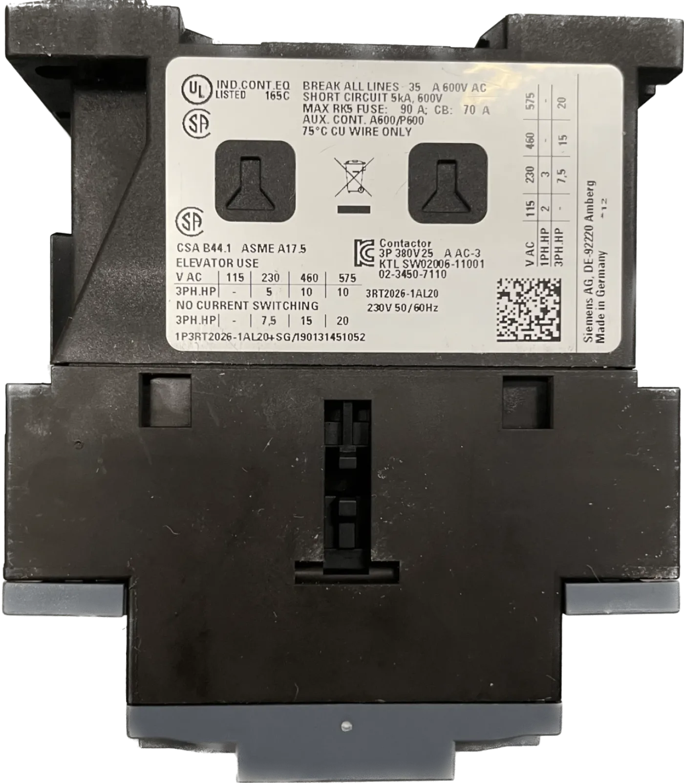 Siemens Leistungsschütz 3RT2026-1AL20 - 3