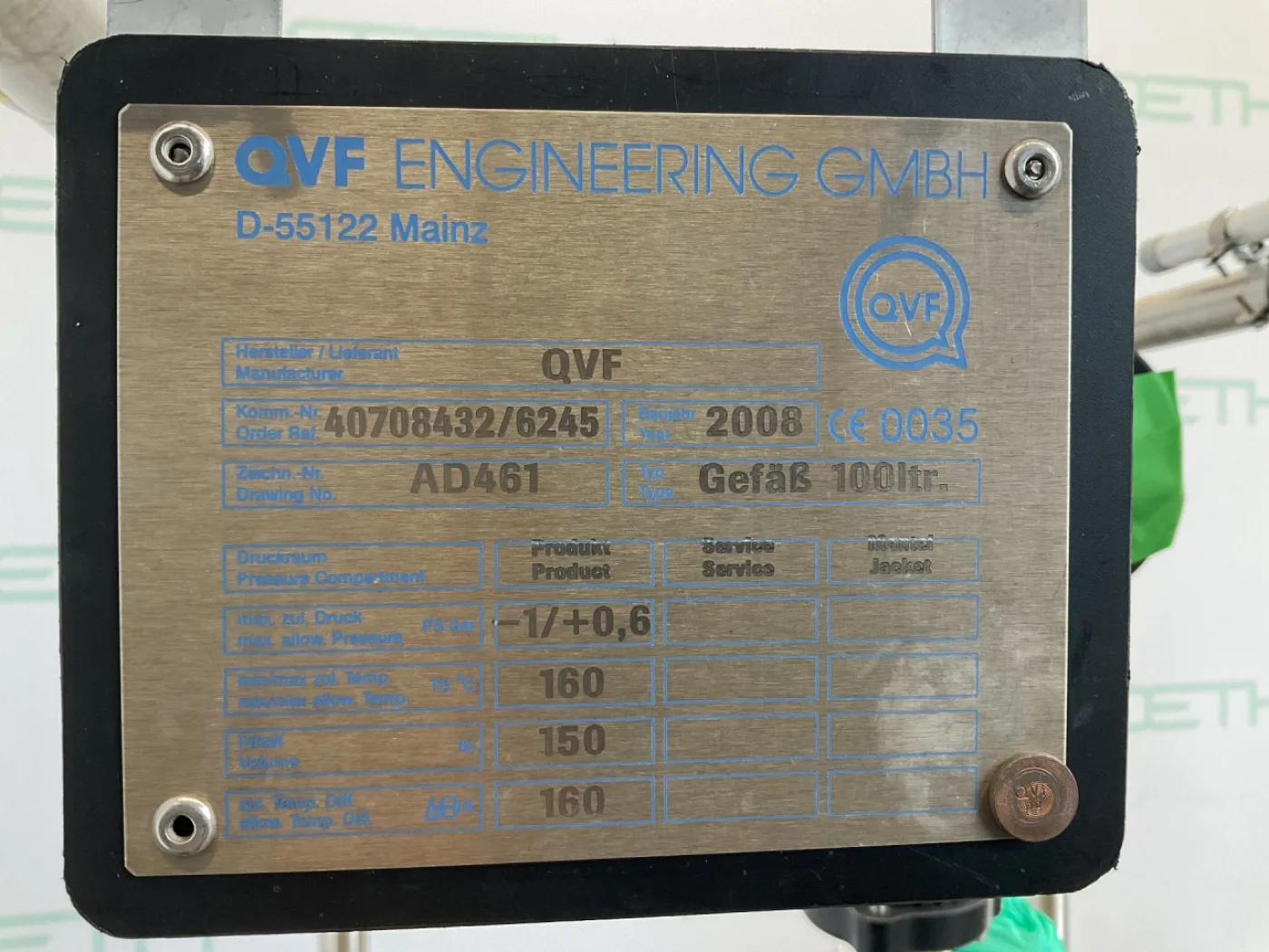 QVF Glasstechnik Vessel 100 L - Vertical tank - 2