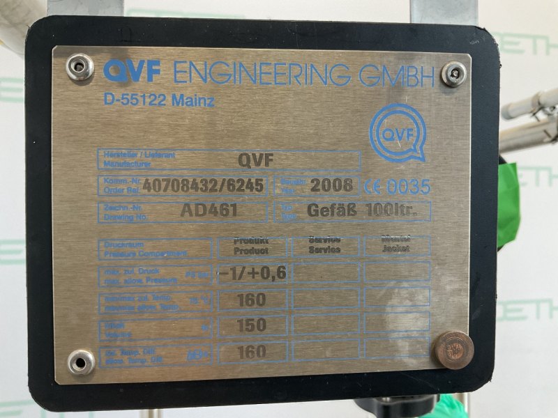 QVF Glasstechnik Vessel 100 L - Vertical tank