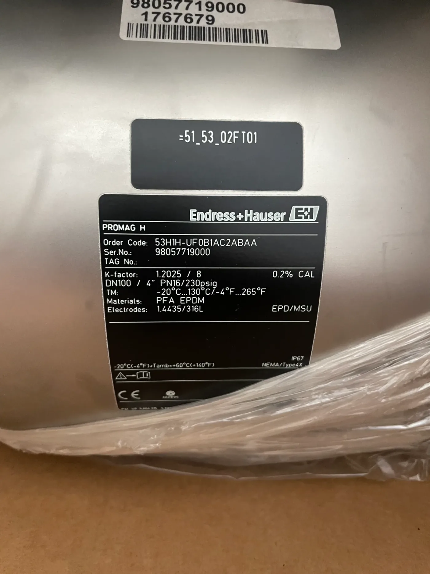 Endress Hauser Promag 53H DN100 4" - 2