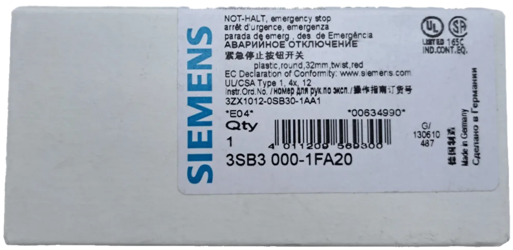 Siemens NOT-HALT-PILZDRUCKTASTER 3SB3000-1FA20
