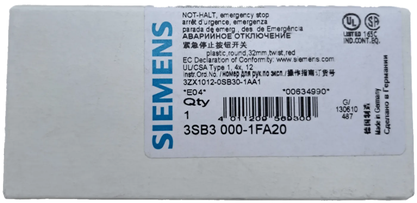 Siemens NOT-HALT-PILZDRUCKTASTER 3SB3000-1FA20 - 1