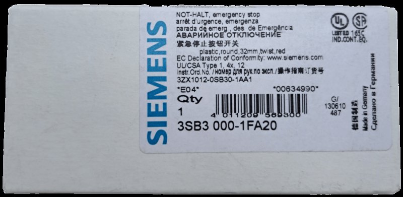Siemens NOT-HALT-PILZDRUCKTASTER 3SB3000-1FA20