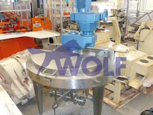Edelstahl-Rührwerksbehälter CHROMATECH - ca. 300 kg Inhalt, doppelwandig, Baujahr 1998.