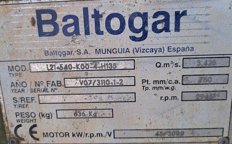 Ventilador BALTOGAR de 45 Kw