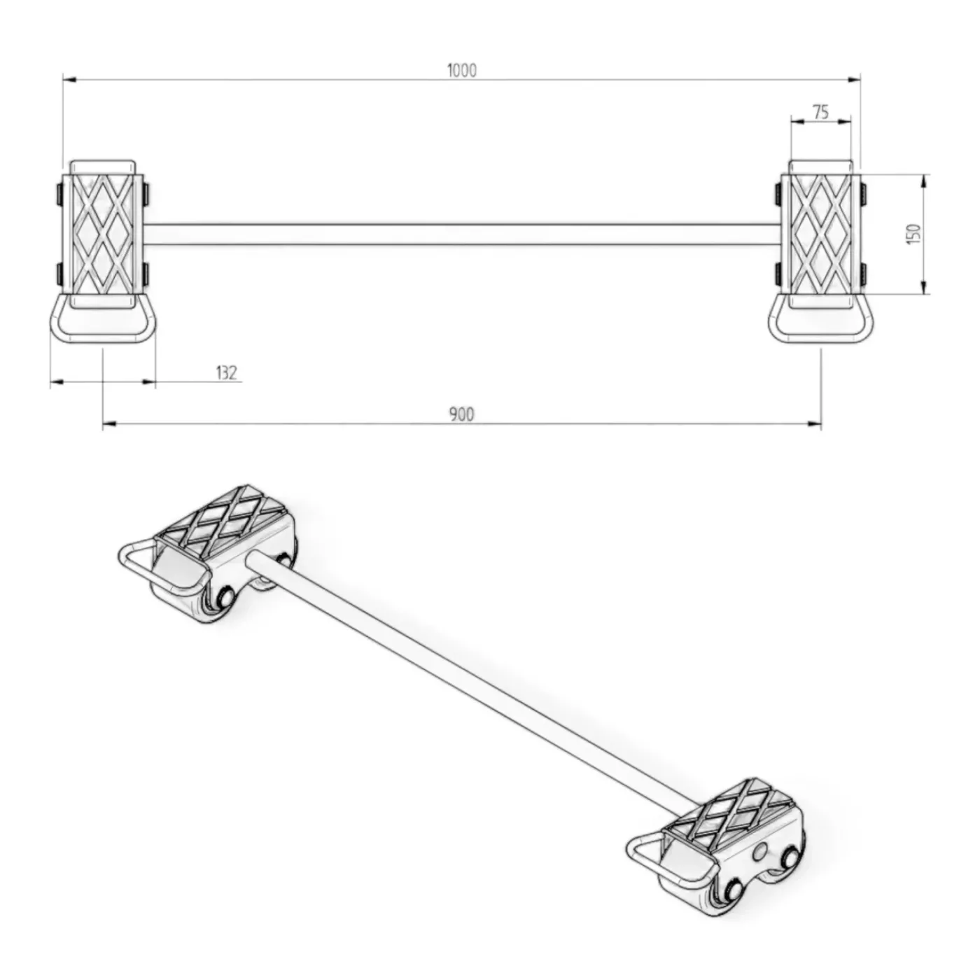 Transportfahrwerk Panzerrollen Set HTS ECO-Skate I30L+S / 6t Traglast Art.-Nr. 10.030.00.10 - 7