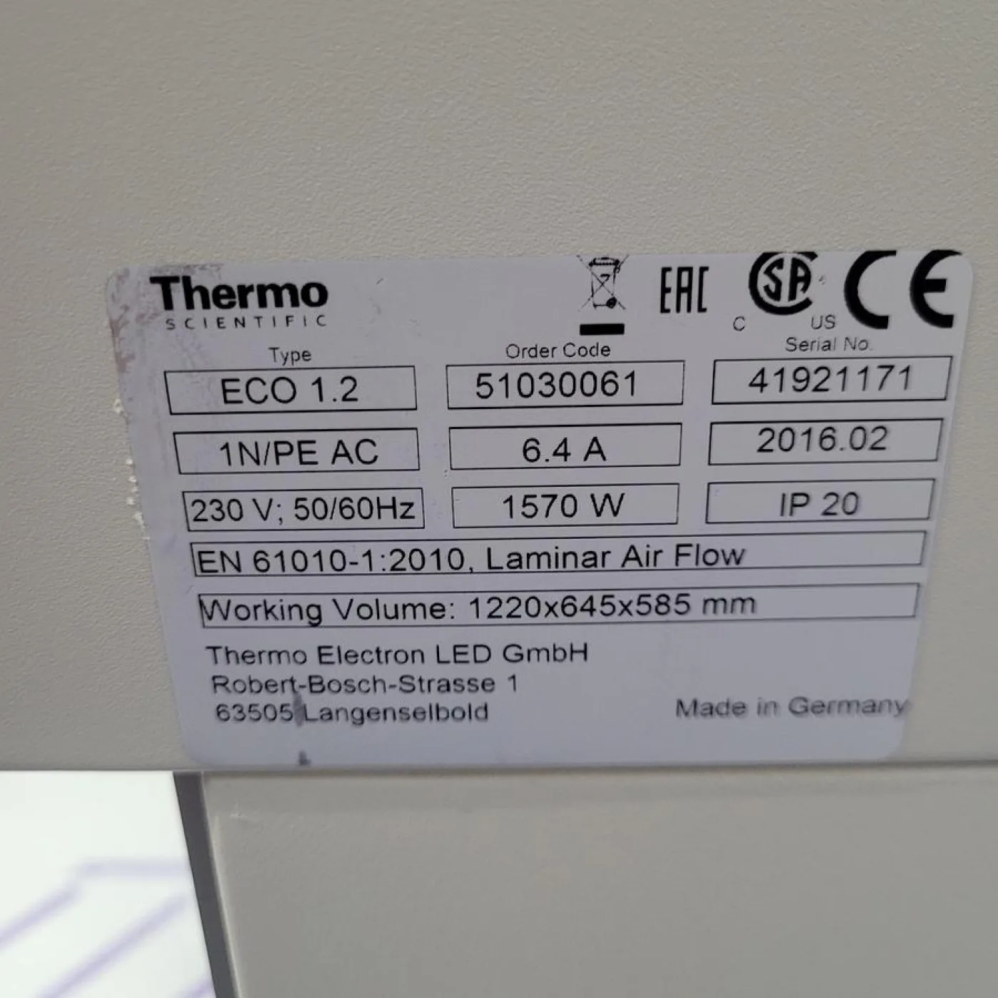 Thermo Scientific Heraguard ECO 1.2 Laminar Flow Clean Bench - 8