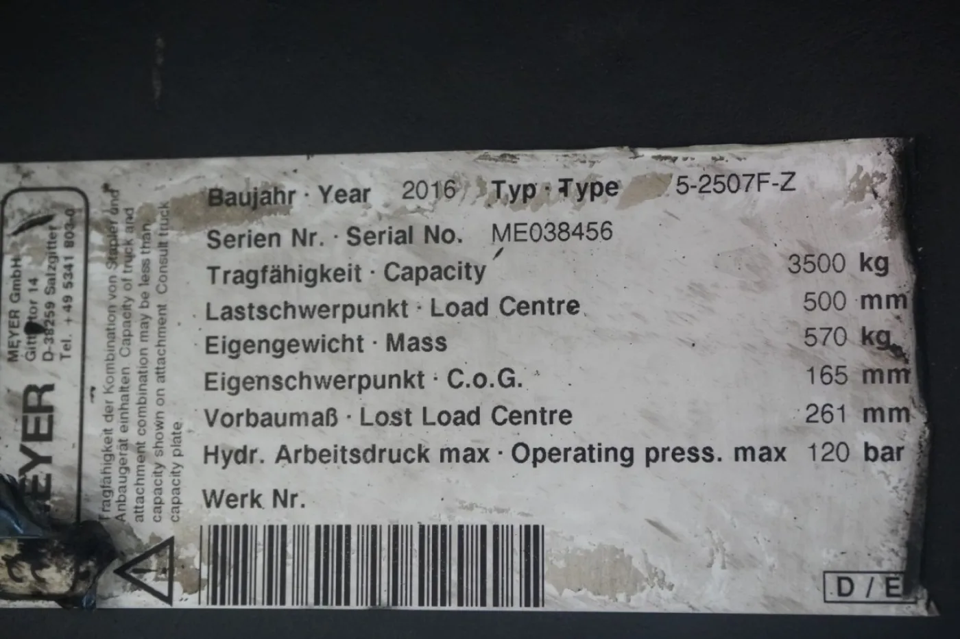 Zinkenverstellgerät drehbar Meyer 5-2507F-Z Breite 1200 mm (2016) - 5