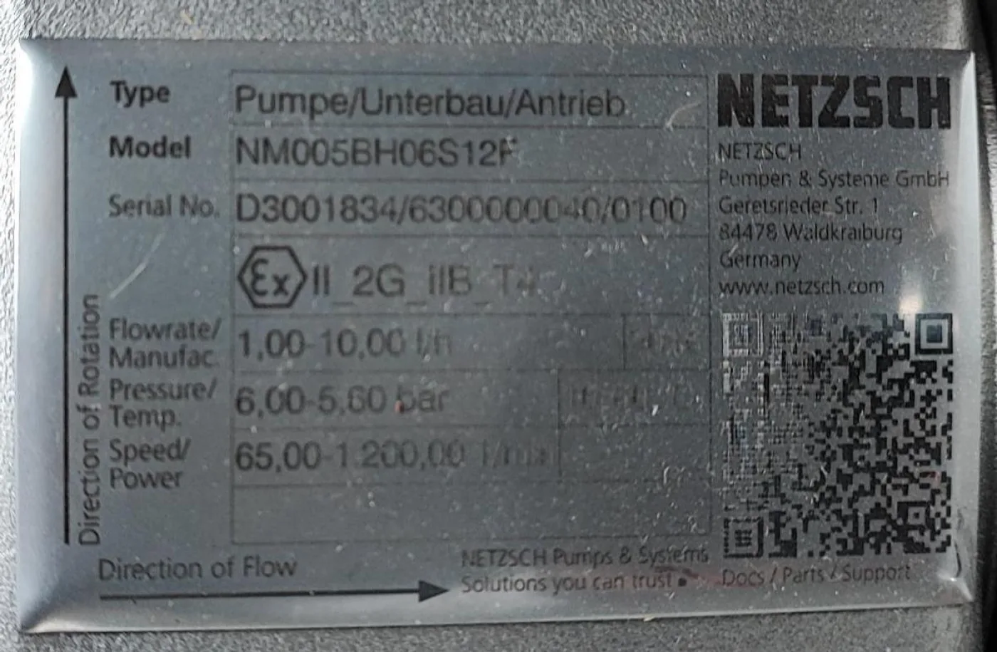 Netzsch Exzenterschneckenpumpe NM005BH06S12F mit Motor - 3