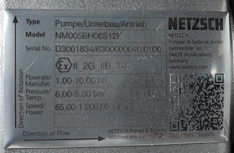 Netzsch Exzenterschneckenpumpe NM005BH06S12F mit Motor