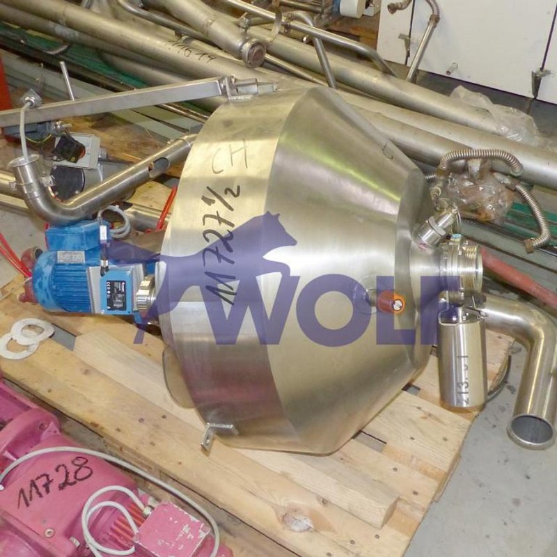 Edelstahl-Rührwerksbehälter CHROMATECH - ca. 200 kg mit Vorlagebehälter ca. 50 kg.