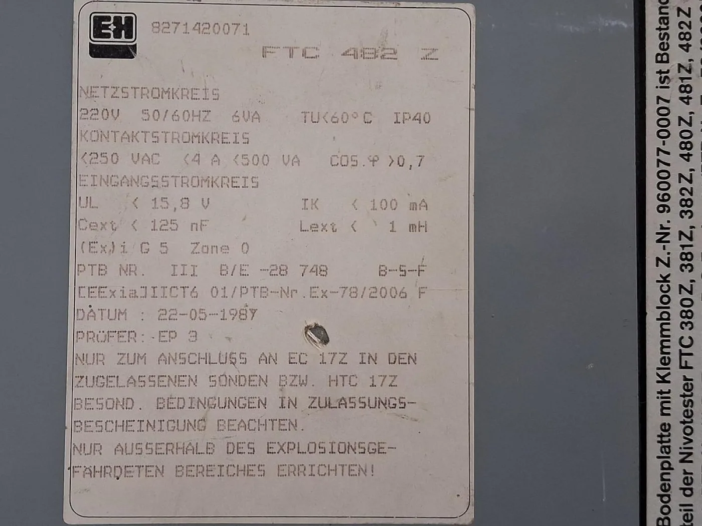 Endress+Hauser FTC 482 Z Level Switch Amplifier - 4