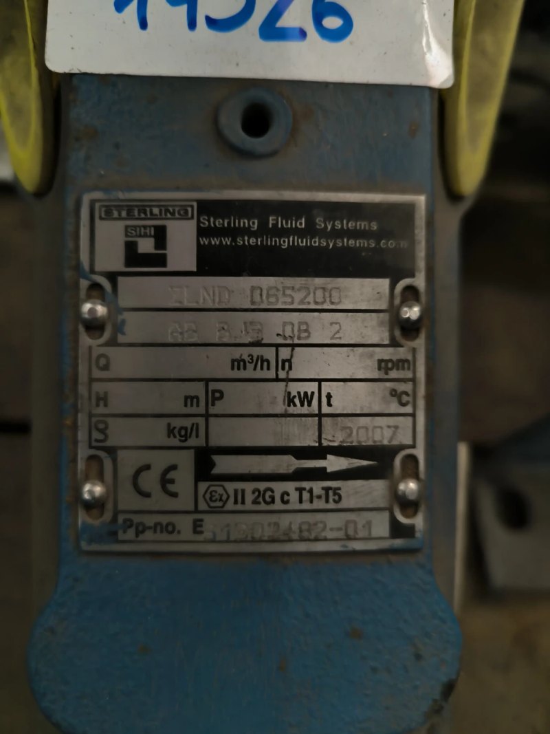 CENTRIFUGAL PUMP HEAD STERLING SIHI ZLND 065200 ATEX
