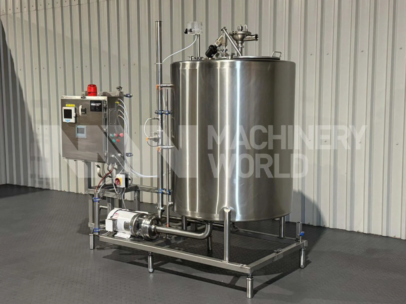 750 Litre Single CIP Cold Wash Tank with 3HP Centrifugal Pump mounted on Skid - 1