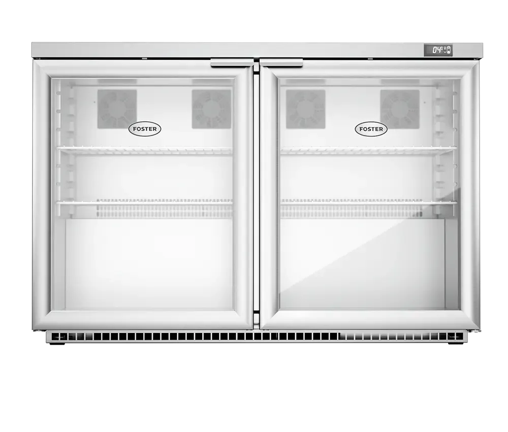 Foster HR360G/13-120 Double Glass Door Undercounter Cabinet Display Refrigerator 360 Litres - islandcatering