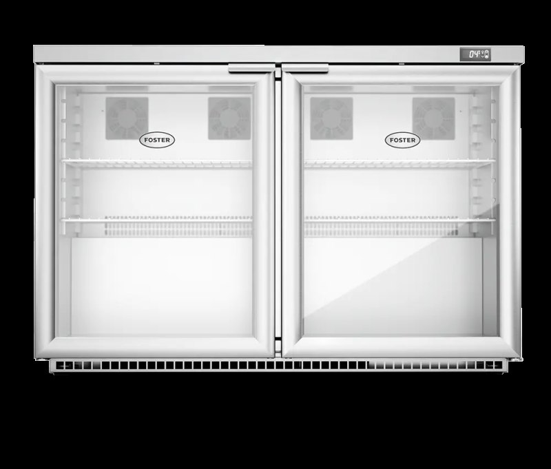 Foster HR360G/13-120 Double Glass Door Undercounter Cabinet Display Refrigerator 360 Litres - islandcatering