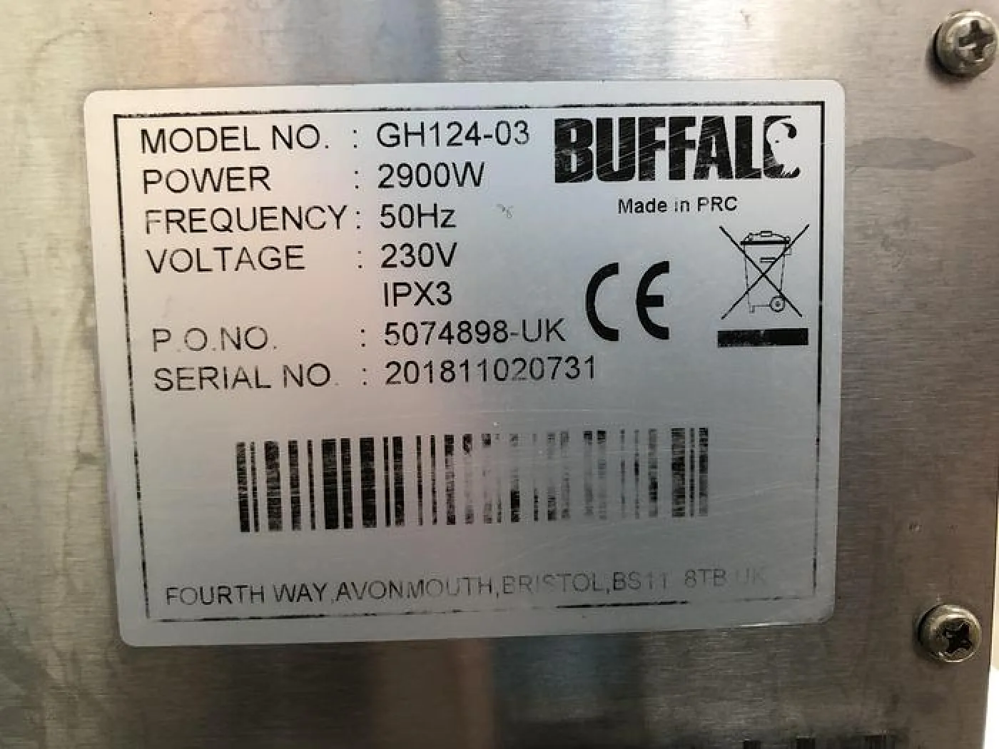 Buffalo GH124-03 Deep Fat Fryer - 1