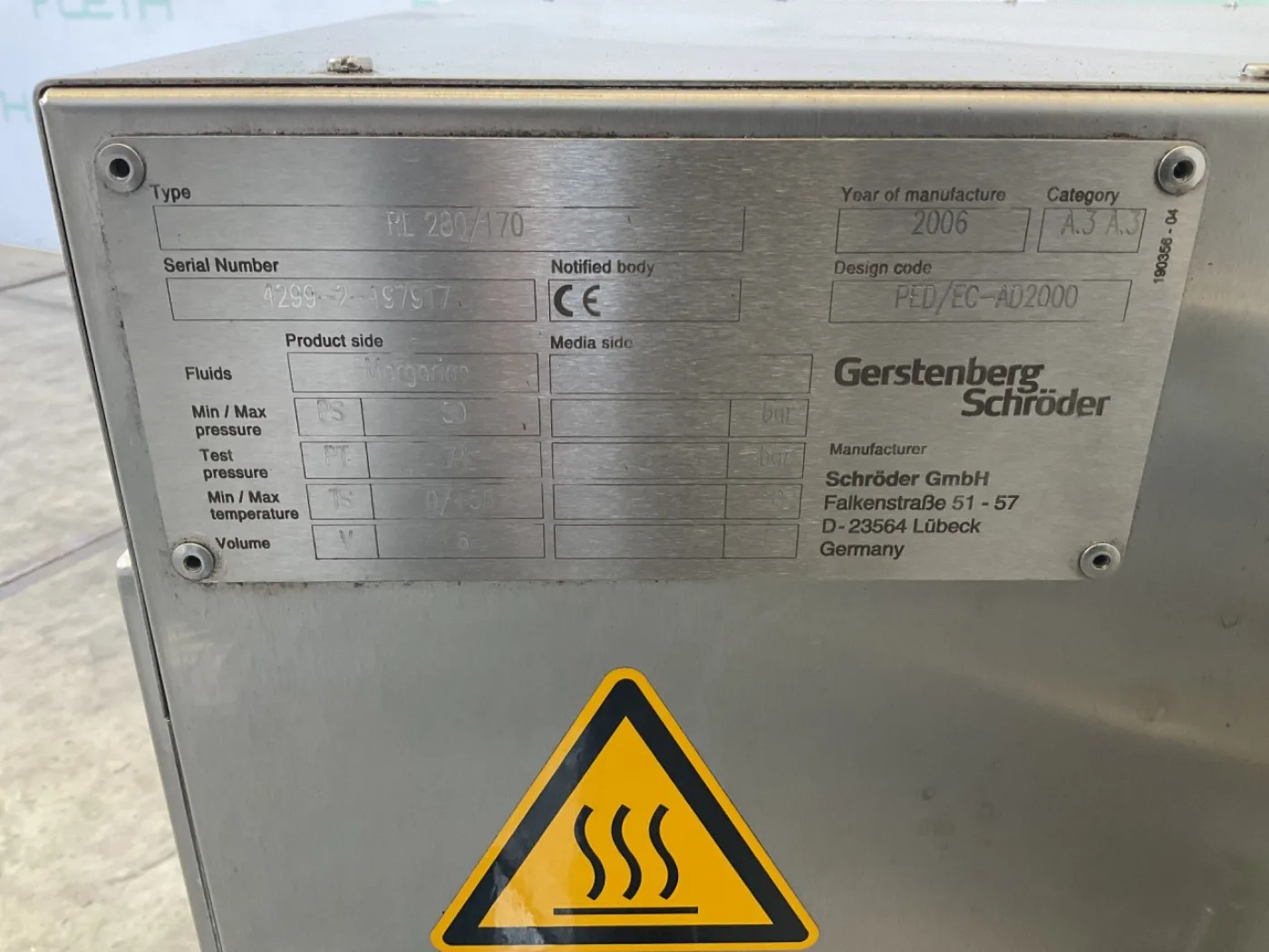 Gerstenberg Schröder RL280/170 (butter and magarine application) - Colloid mill - 3