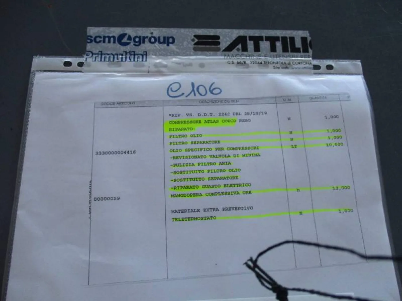 COMPRESSORE ATLAS COPCO MOD. GA122 - 2
