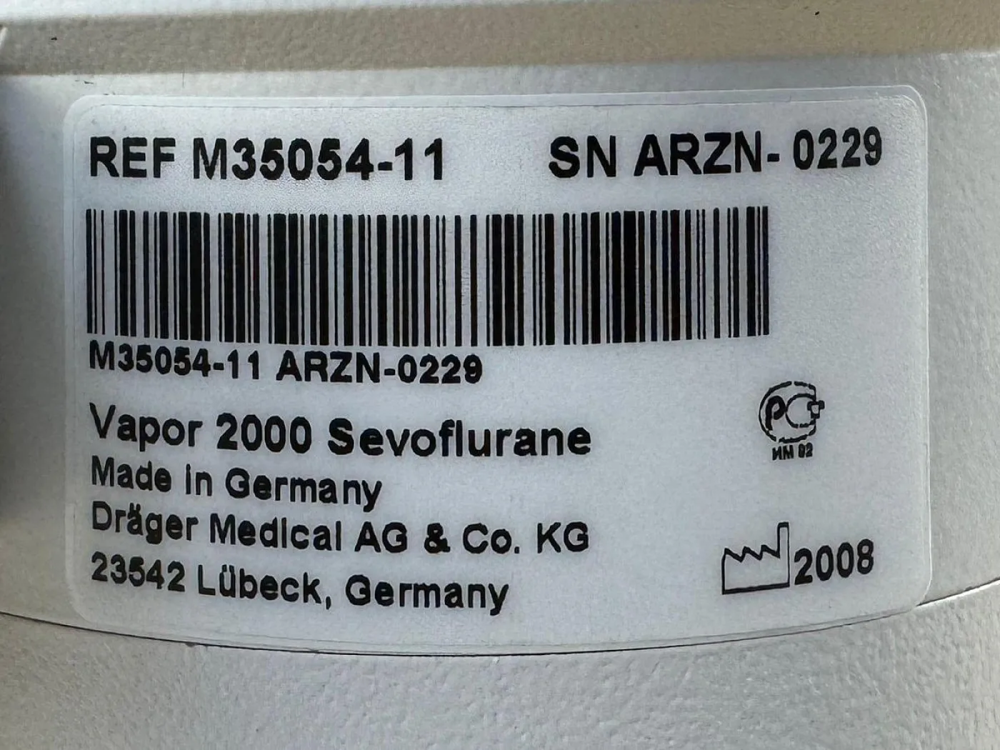 Dräger Vapor 2000 Sevoflurane YOM: 2008 REF: M35054-27 - 6