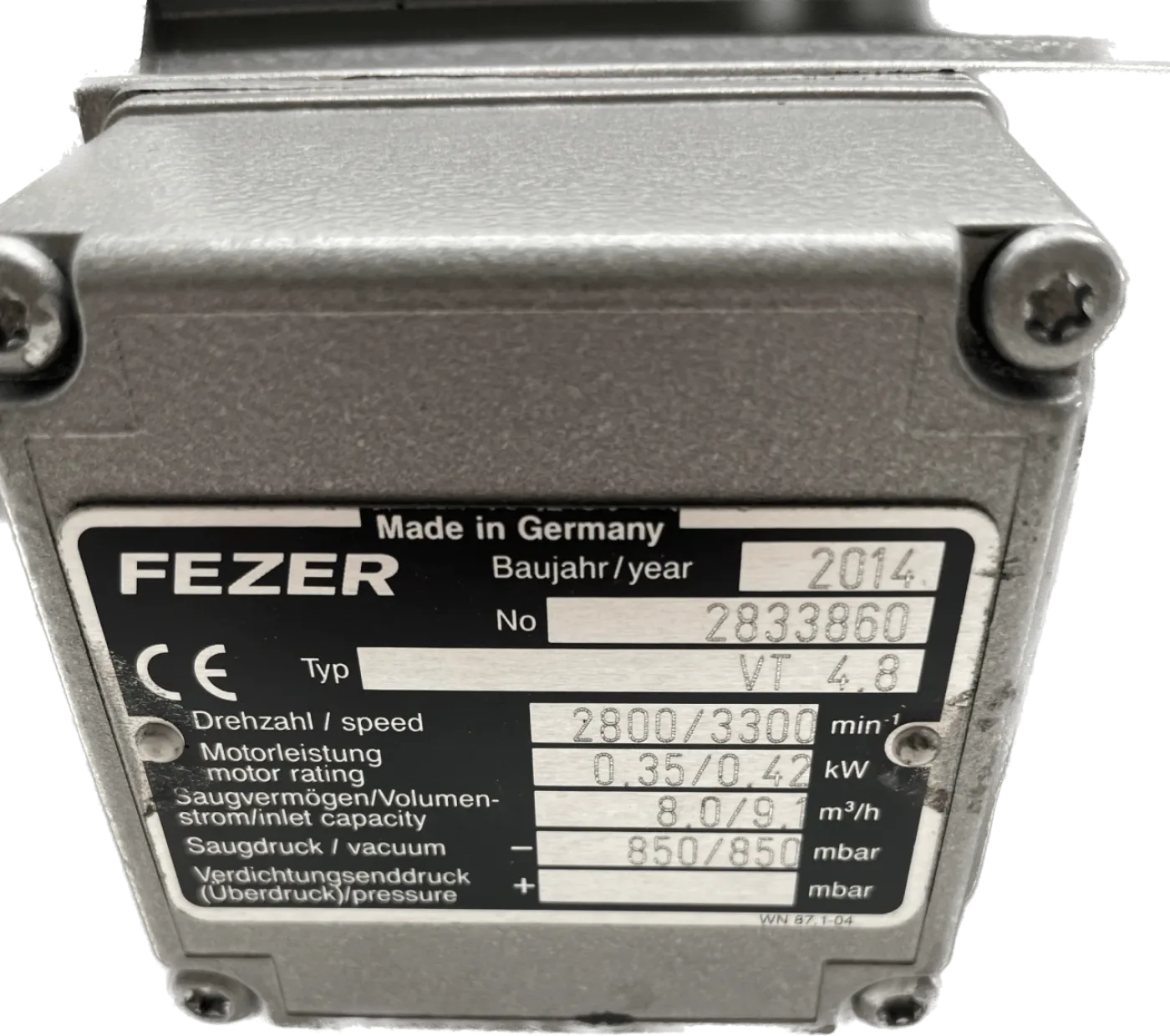 FEZER Trockenlaufende Drehschieberpumpe VT48 - 3